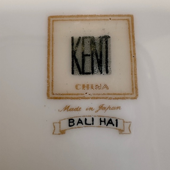 Kent Bali Hai China Gravy Boat/Attached Underplate Bamboo On Rim, Cream Rim VTG - Picture 10 of 16